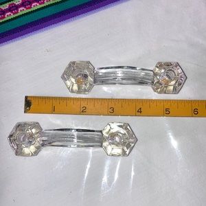 EUC Pair of 4” VINTAGE CRYSTAL DRAWER HANDLES; No chips; Perfect Condition
